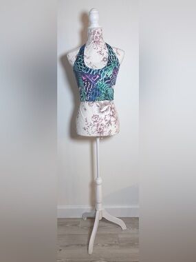 Bebe Y2K Halter Crop Top 2008 2009 Animal Print Cut Out Clubwear Retro
